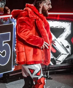 WWE Monday Night Raw Seth Rollins Red Fur Jacket