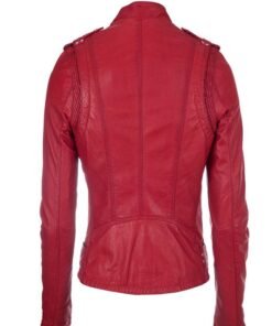 Red Brando Leather Biker Jacket