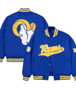 NFL GOLF WANG Los Angeles Rams Royale Bomber Full-Snap Satin Jacket