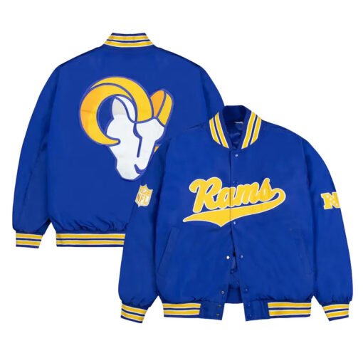 NFL GOLF WANG Los Angeles Rams Royale Bomber Full-Snap Satin Jacket