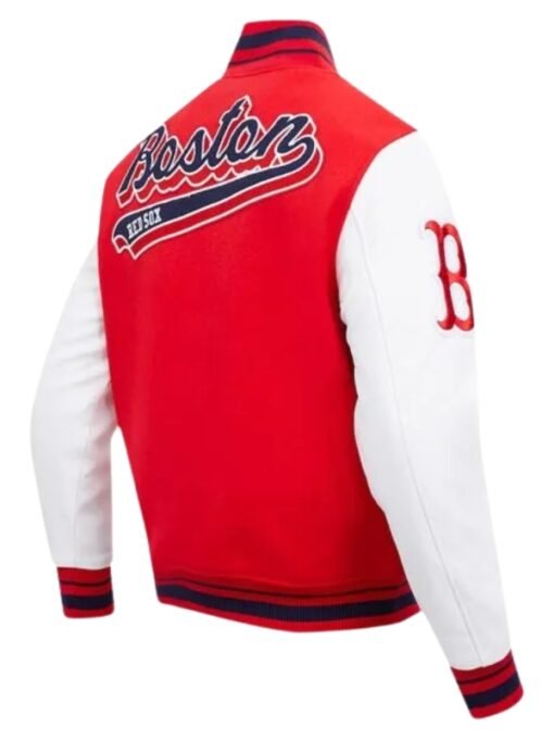 Boston Red Sox Script Tail Red & White Varsity Jacket