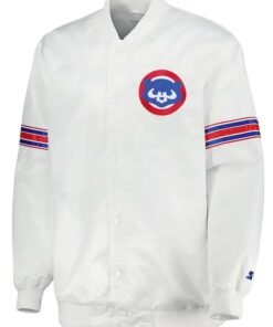 Chicago Cubs Varsity White Satin Jacket