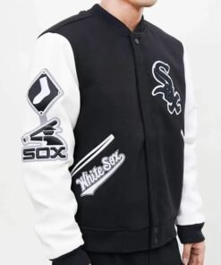 Chicago White Sox Letterman Black & White Varsity Jacket