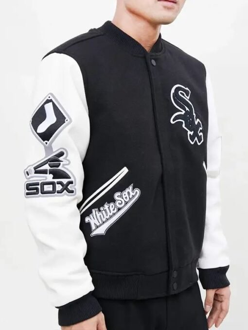Chicago White Sox Letterman Black & White Varsity Jacket