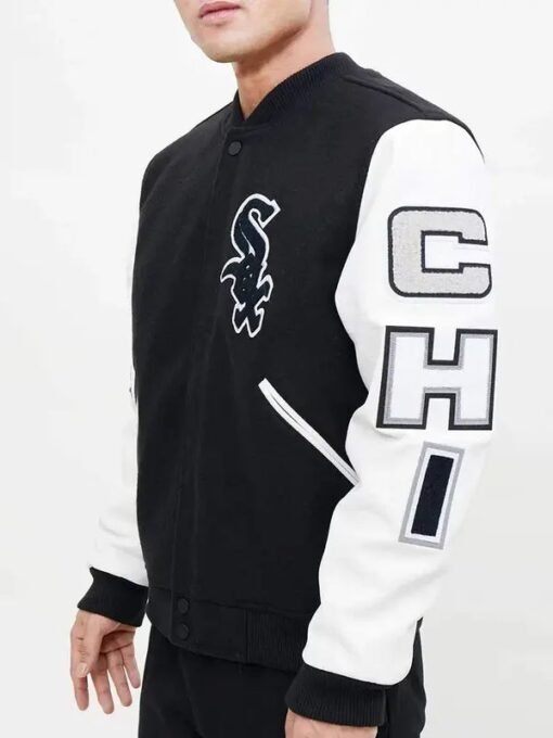 Chicago White Sox Letterman Black & White Varsity Jacket