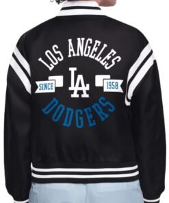 Dodgers Cropped Satin Varsity Jacket
