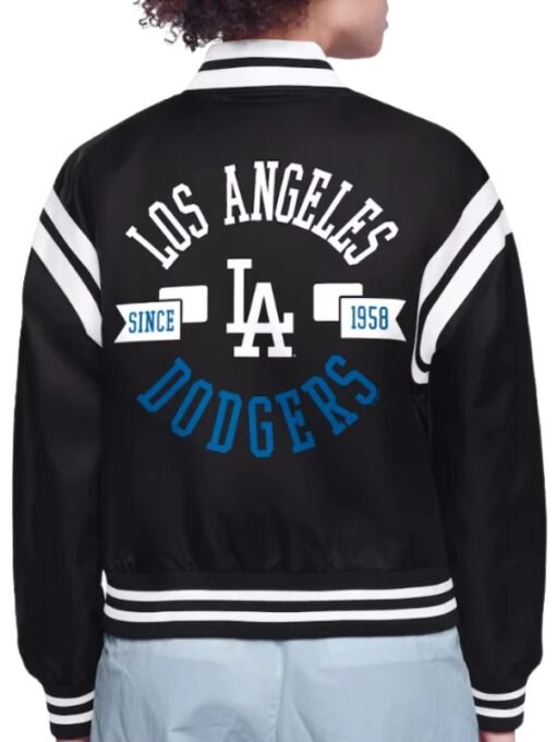 Dodgers Cropped Satin Varsity Jacket