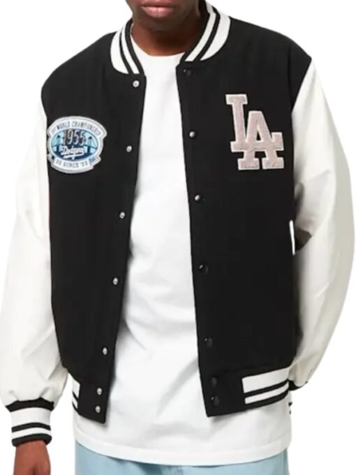 Dodgers Patch Black Varsity Jacket