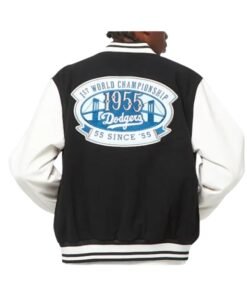 Men's Dodgers Patch Black Varsity Jacket
