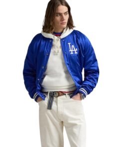 Men's Dodgers Polo Royal Satin Jacket