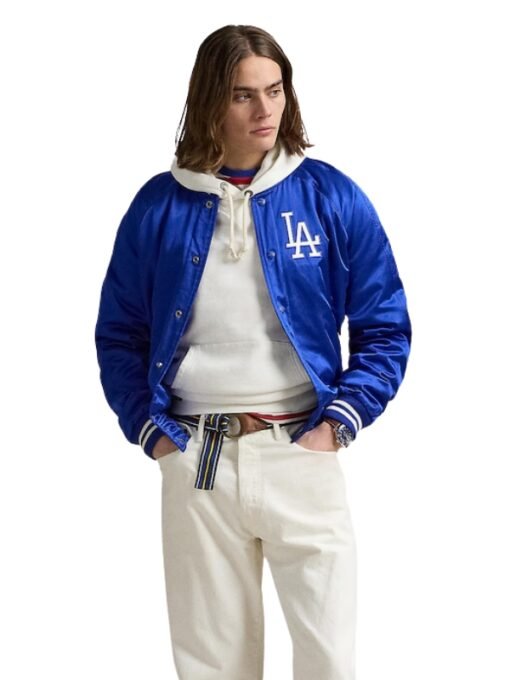 Men's Dodgers Polo Royal Satin Jacket