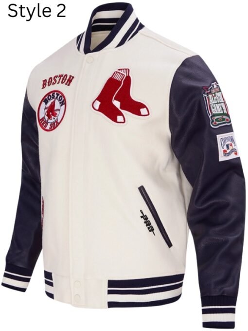 Retro Classic Rib Boston Red Sox White Varsity Jacket