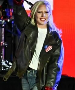 Lady Gaga 2024 Election Concert Leather Jacket