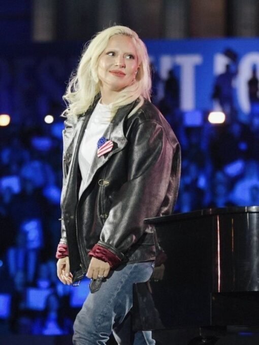 Lady Gaga Election Concert Black Leather Jacket