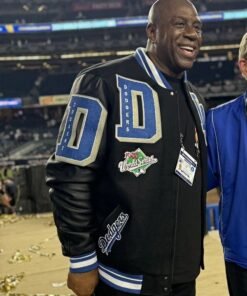 Magic Johnson Dodgers Black Varsity Jacket