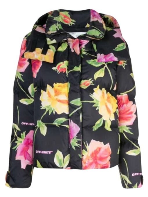 Emily In Paris Lily Collins Floral Puffer Jacket