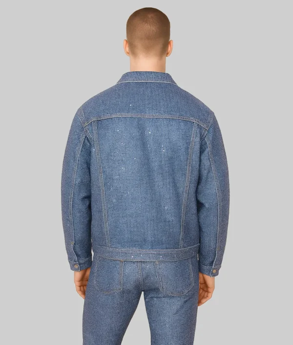 J Balvin Coachella sparkly jean jacket back view