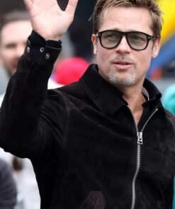 Brad Pitt Black Suede Leather Jacket