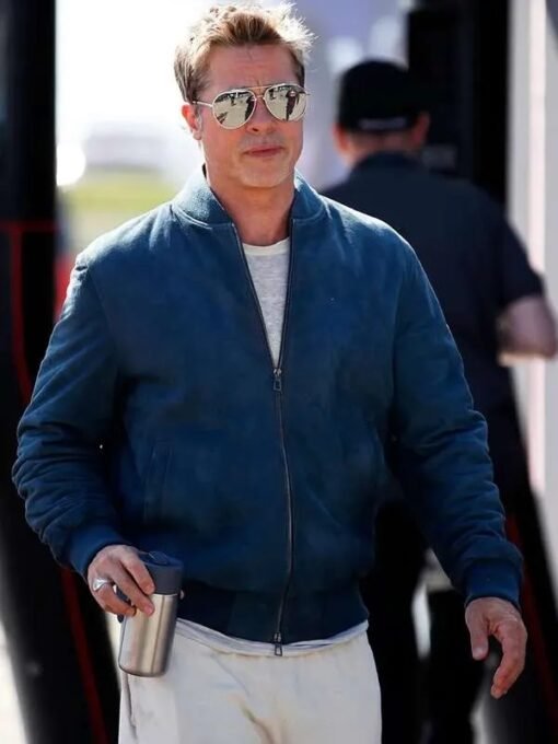 F1 Blue Brad Pitt Suede Leather Jacket