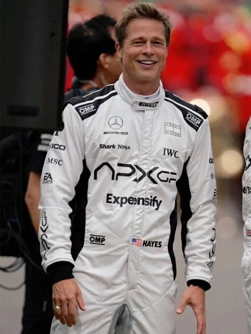 Brad Pitt F1 Racer White Cotton Jumpsuit