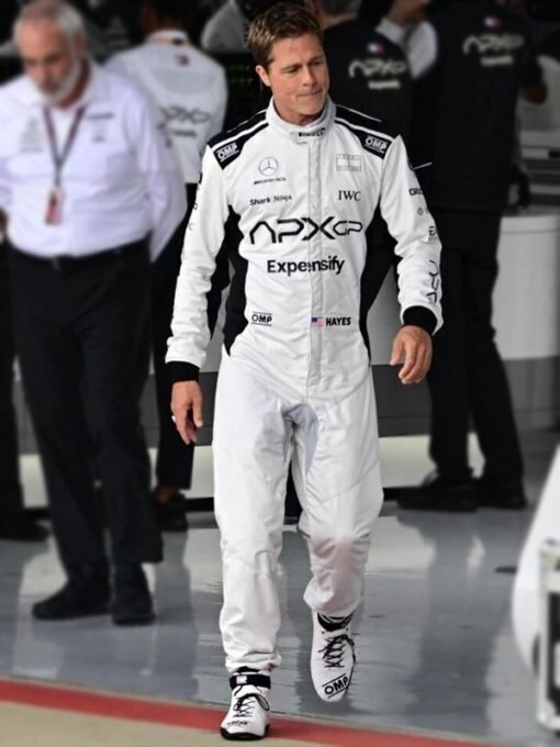 Brad Pitt F1 White & Black Racer Jumpsuit