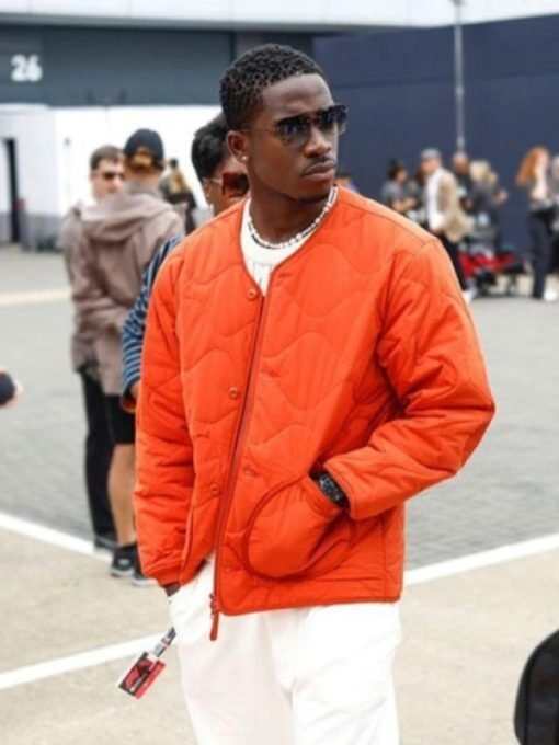 Damson Idris F1 Orange Quilted Jacket