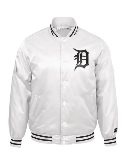 MLB Detroit Tigers White Satin Jacket