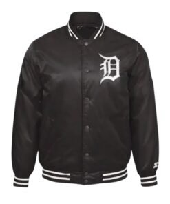 MLB Detroit Tigers Black Satin Jacket