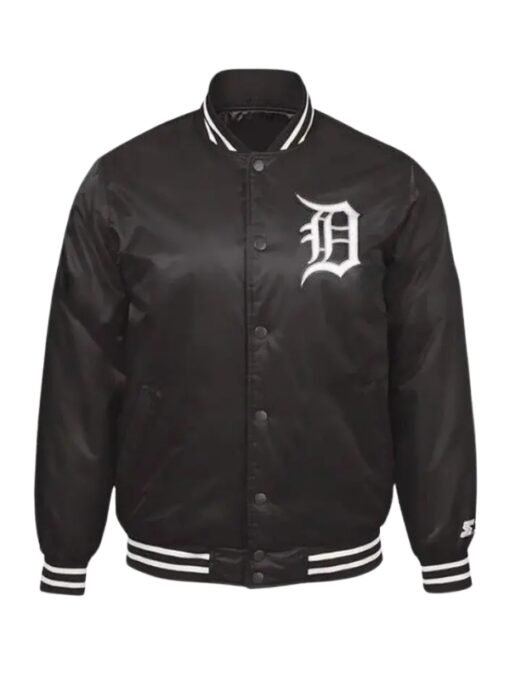 MLB Detroit Tigers Black Satin Jacket