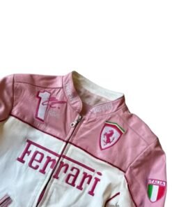 Ferrari Pink & White Leather Jacket