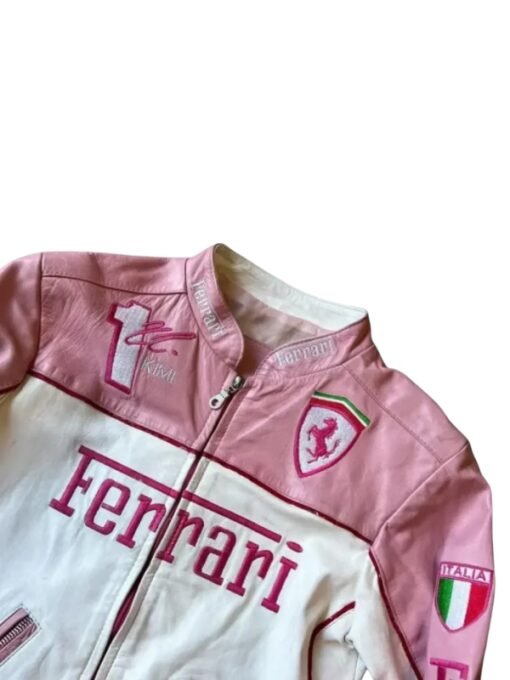 Ferrari Pink & White Leather Jacket