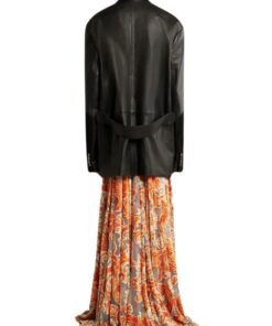 Elsa Hosk Biker Black Long Blazer Jacket