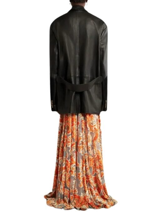 Elsa Hosk Biker Black Long Blazer Jacket