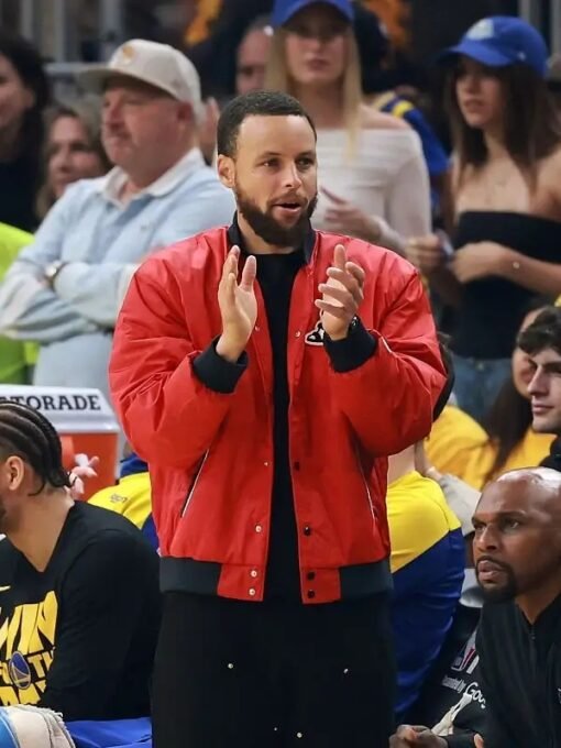 NBA Playoffs Stephen Curry Red Jacket