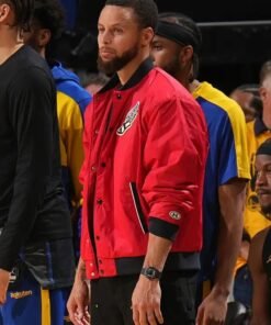 Steph Curry NBA Playoffs Game Red Varsity Jacket