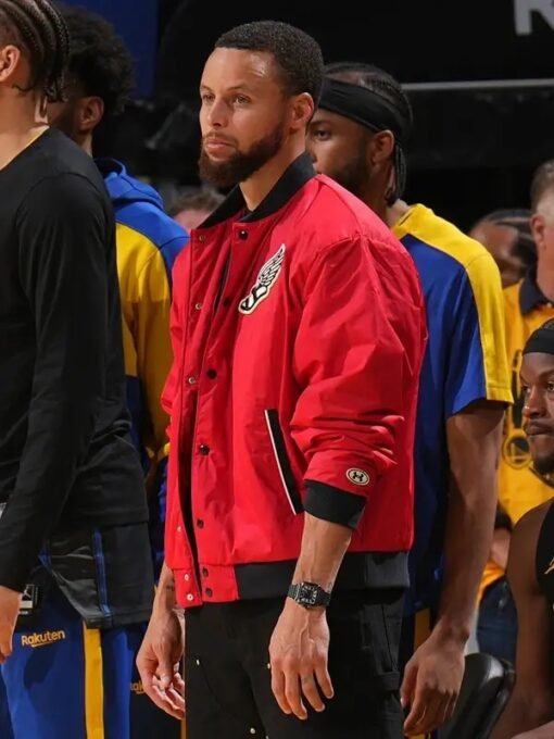 Steph Curry NBA Playoffs Game Red Varsity Jacket