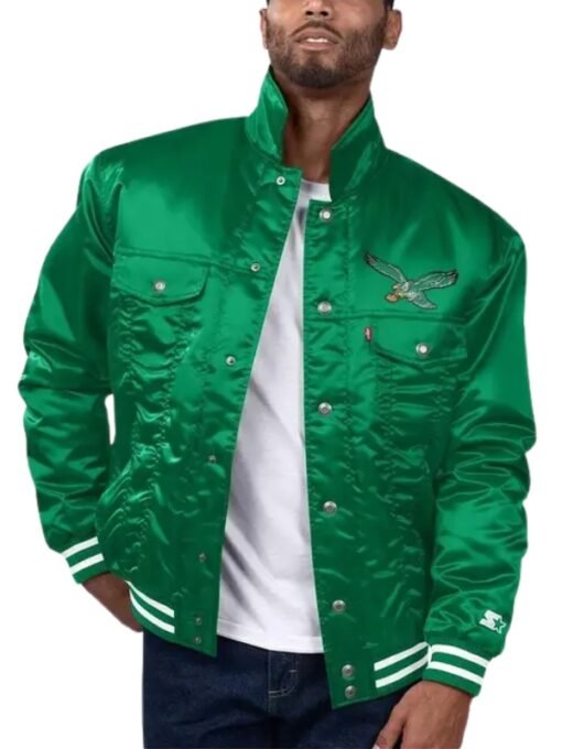 Philadelphia Eagles Silver Tab Green Satin Jacket