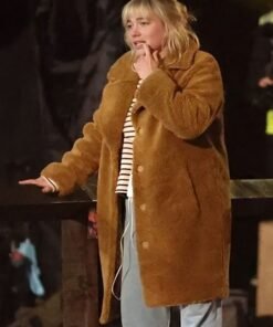 We Live In Time Almut Sherpa Florence Pugh Brown Coat