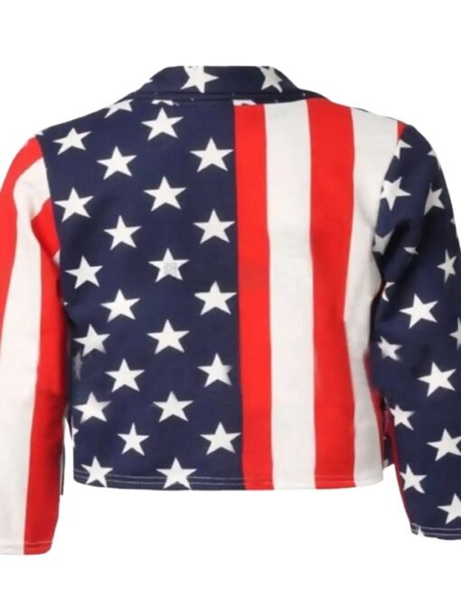 Womens American Flag Cropped Jacket