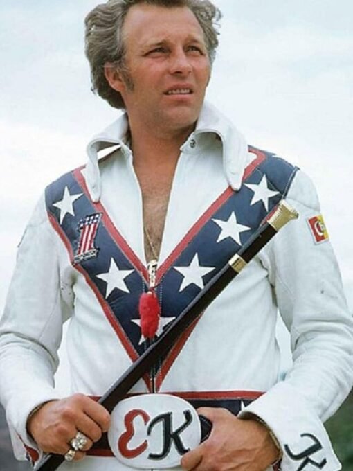 Evel Knievel USA Flag Leather Jacket