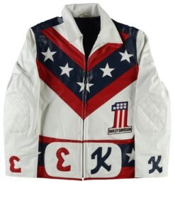 Evel Knievel Biker White Leather Jacket