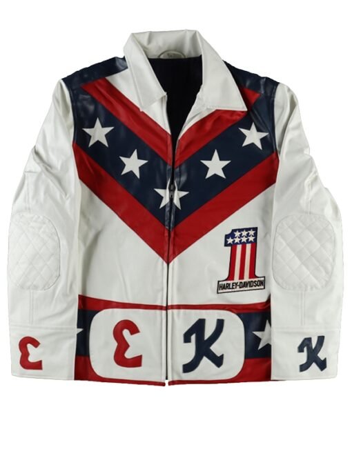 Evel Knievel Biker White Leather Jacket