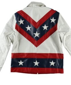 Evel Knievel USA Flag Whit Leather Jacket