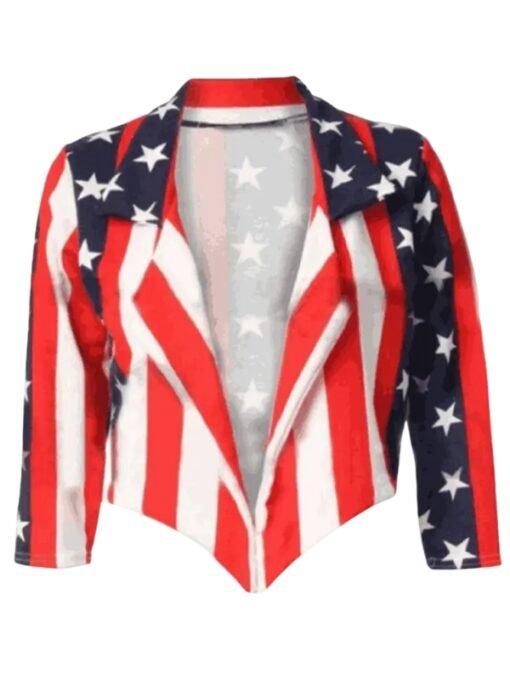 American Flag Cropped Leather Jacket