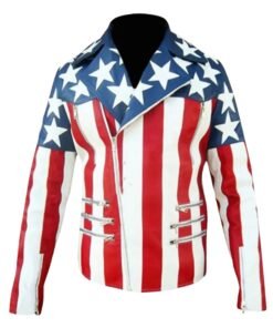 American Flag White Breasted Leather Jacket