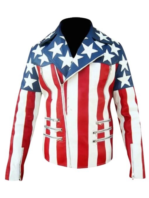 American Flag White Breasted Leather Jacket