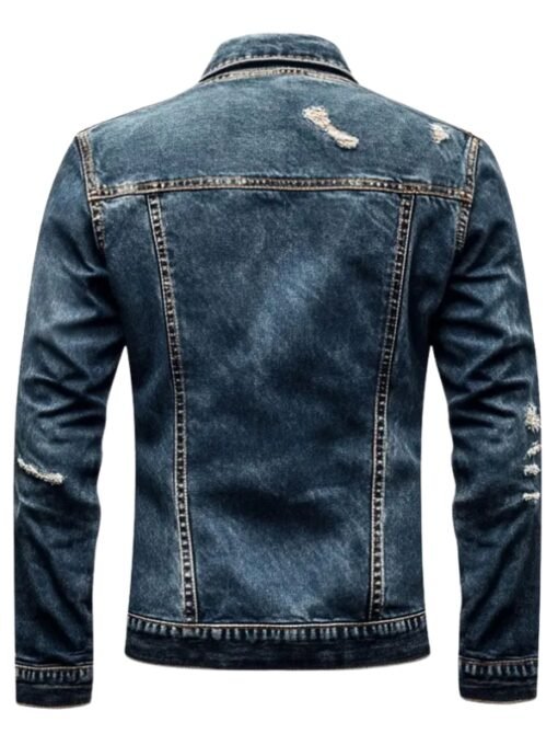 Mens Denim Distressed Comfortable Blue Jacket