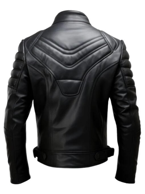 Mens Biker Cafe Racer Fit Moto Black Leather Jacket