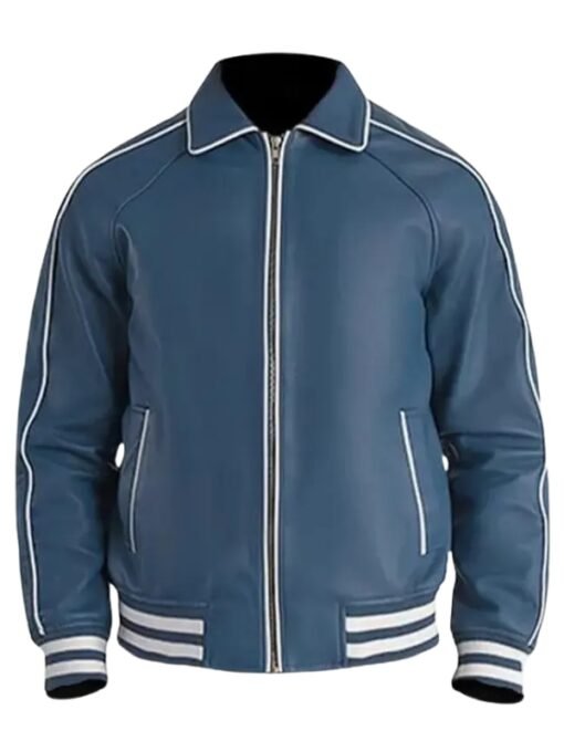 Mens Handmade Sport Wear Vintage Blue Varsity Jacket