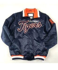 Detroit Tigers Script Blue Satin Jacket